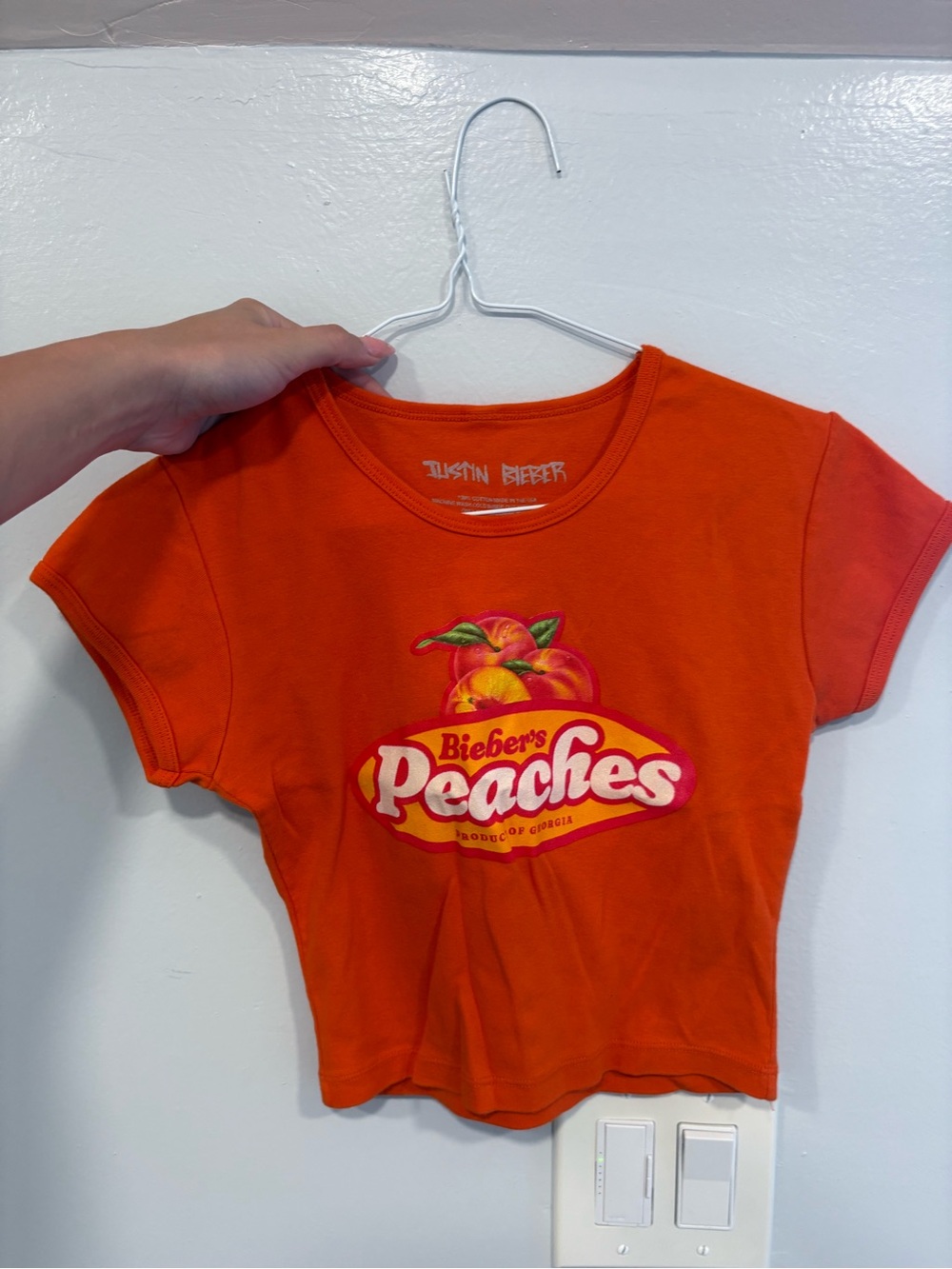 Orange Justin Biebers Peaches Crop Tee